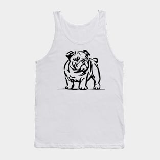 This is a simple black ink drawing of a bulldog Tank Top